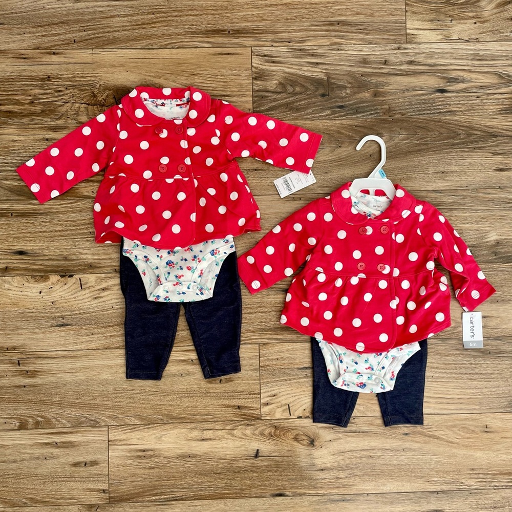 NWT Carter’s Baby Girl Matching Outfits  BUNDLE - 6 months - Perfect for Twins!